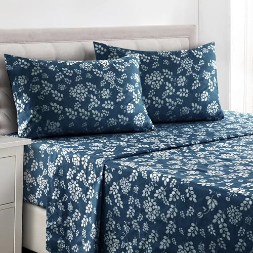 LUX Décor Floral California King Sheet, Set 4 PC Soft Microfiber