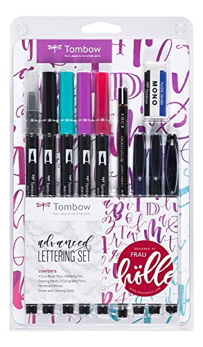 Tombow LS-ADV Lettering Set Advanced 9 Stifte + Radierer, inkl. Anleitung, designed von Frau Hölle