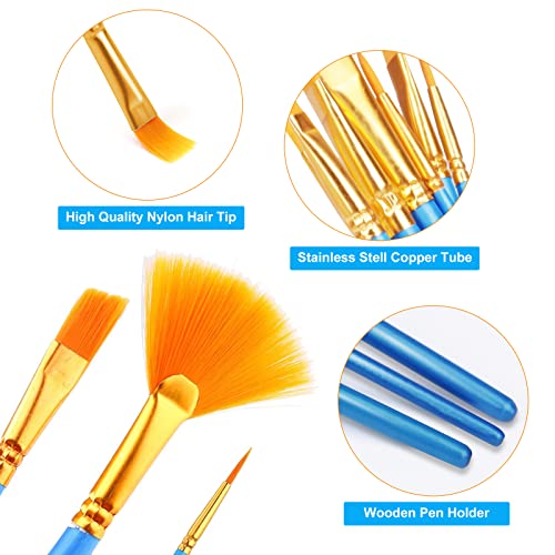 Aroic Acrylic Painting Brush Set, 10 Packs / 120 Pcs, Nylon Brush Head, Suitable For Oil And Watercolor, Perfect Suit Of Art Painting, Best Gift For Painting Enthusiasts. #TOP2