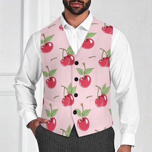 Cherry Fruit Men's Suit Vests Dress Vest V-Neck Waistcoat Slim Business Formal with Pocket2