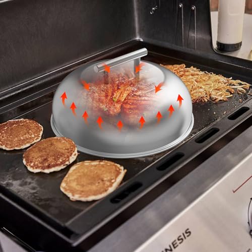 Onlyfire Burgerglocke 2er Set, 304 Edelstahl Schmelzglocke Burgerhauben mit Griff, Ø23cm Burger Glocke Set für Cheeseburger, Steak, Teppanyaki, Grill