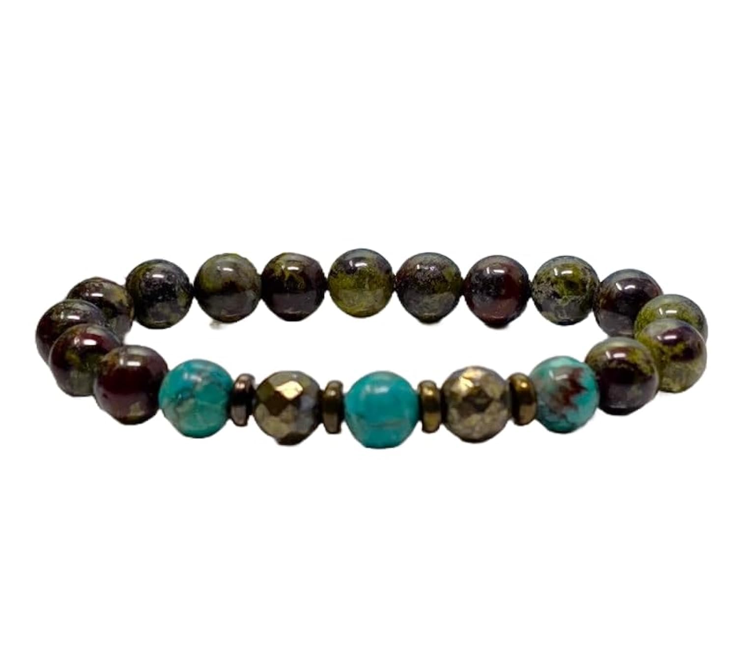Bracelet en pyrite et turquoise de 8mm, le bijou idéal pour vos séances de yoga