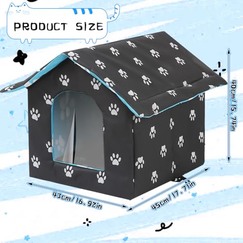 Katzenhaus Outdoor, Katzenhaus Outdoor Winterfest Wasserdicht, Katzenhütte Outdoor Indoor mit Abnehmbarem Kissen für Kleine Hund Katze Streuner Haustiere (L, Schwarz)