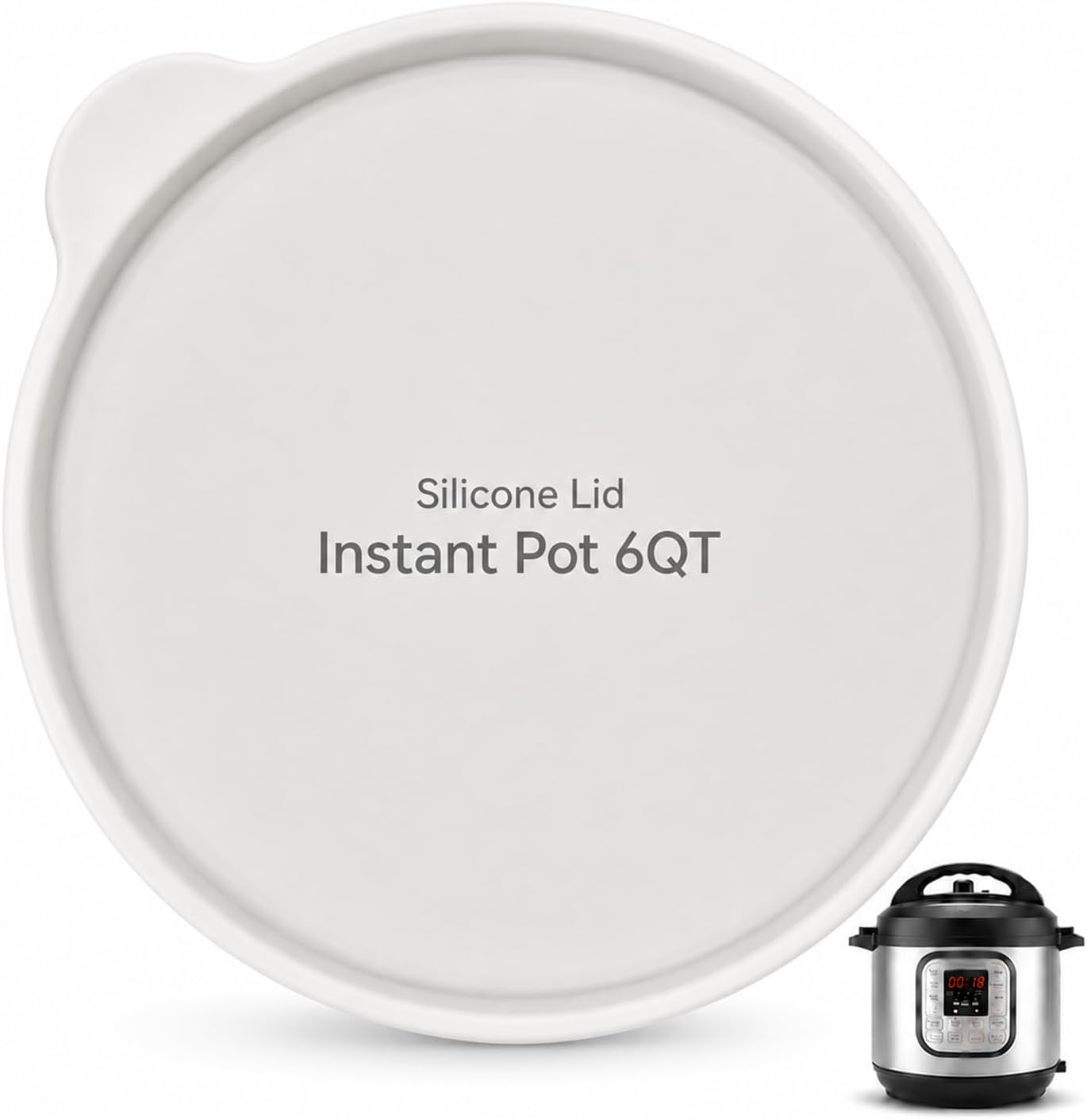 Airtight Silicone Lid with Easy Grip Handle for Instant Pot 6 Qt | Leakproof & Spill Proof Inner Pot Cover for Food Storage, BPA Free, Dishwasher Safe