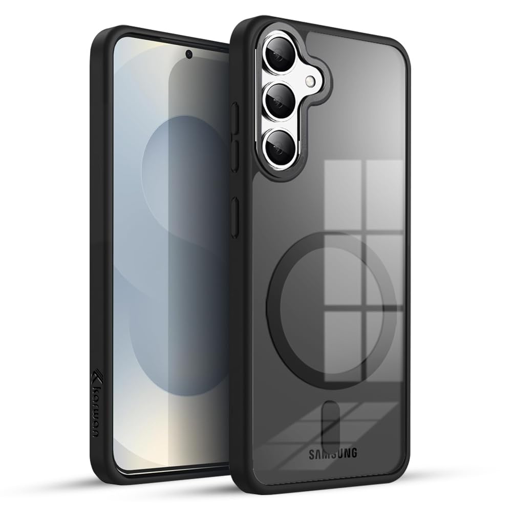 KARWAN®?Translucent Hybrid Case with Metal Ring Phone case Cover for Samsung Galaxy S25 Plus |Compatible with N52 Strong Magnets Mag| Wireless Mag-Safe Charging -(Black) KARWAN®?Translucent Hybrid Case with Metal Ring Phone case Cover for Samsung Galaxy S25 Plus |Compatible with N52 Strong Magnets Mag| Wireless Mag-Safe Charging -(Black)