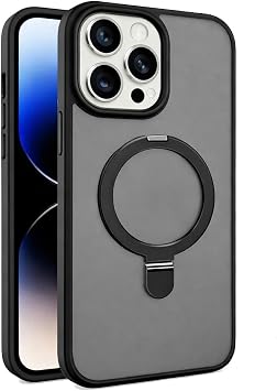 Coverzone iPhone 13 ile Uyumlu Mat Transparan PhaqntomRing MagSafe Destekli Standl  K l f, Kamera Lens Hediyeli Darbe Emici  k Tasar m Black