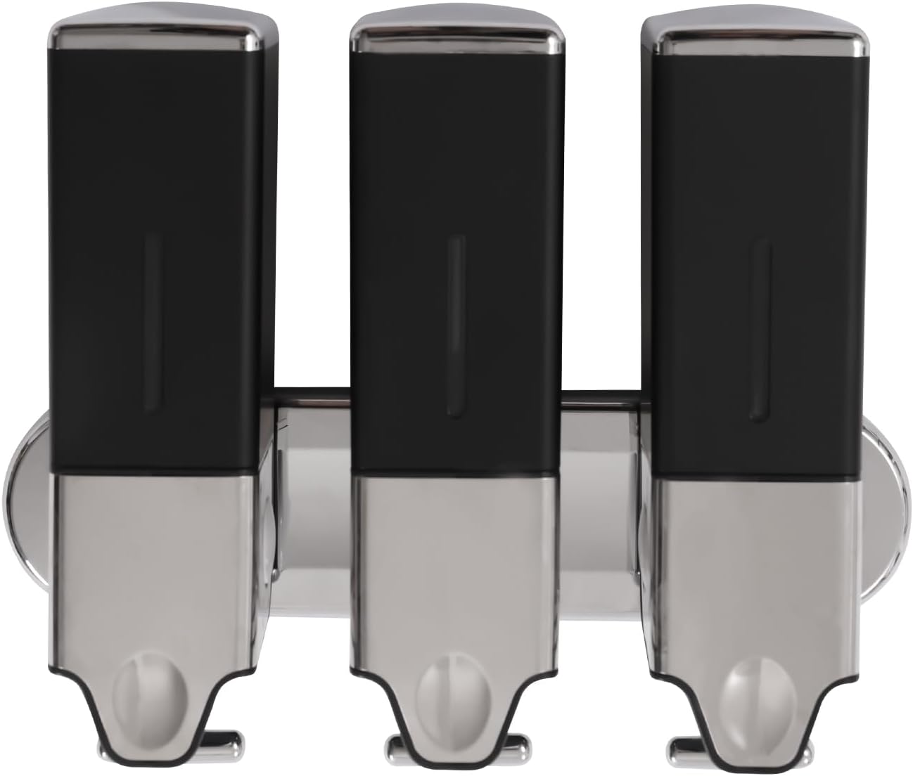 Wall Mounted Bathroom Shower Pump Dispenser 3-in-1, Shampoo and Soap Dispenser Organizer, 3x500ml Manual Conditioner Shower Gel Dispenser Set for Home Hotel Restaurant Bath Kitchen (Black)