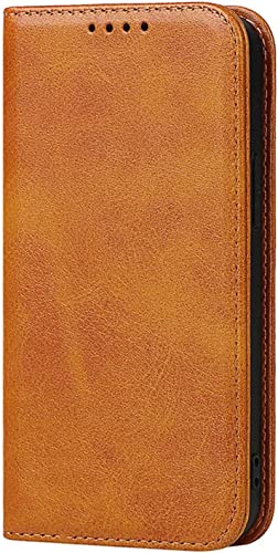 Étui en cuir synthétique marron clair pour iPhone 14 Pro Max
