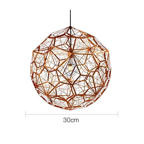 Lampe sphérique design art creux avec reflets or rose et suspension légère