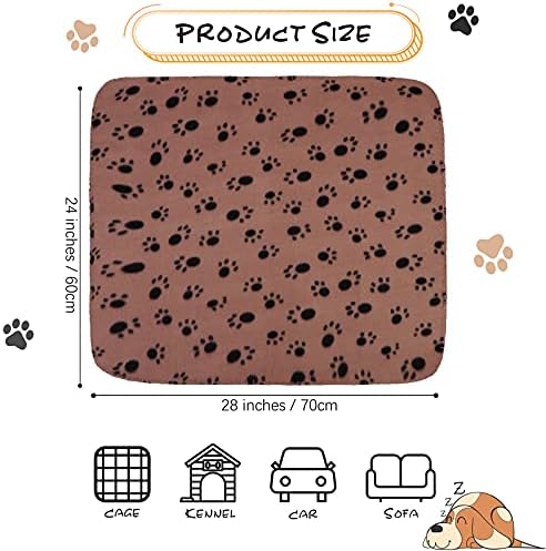 Pedgot 8 Pieces Pet Blanket With Paw Prints Washable Soft Dog Cat Blankets Sleep Bed Mat for Cat Dog, 28 x 24 Inches