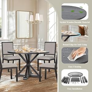 Colamydiningtablesetfor445inchroundkitchendiningtablewithchairswoodendiningtablewith4windsordiningchairsforkitchendiningroomrestaurantbrownwhite Urban Country Home Decor Colamy dining table set for 4 45 inch round kitchen dining table with chairs wooden dining table with 4 windsor dining chairs for kitchen dining room restaurantbrownwhite urban country home decor