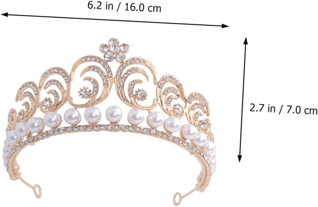 LIOOBO Wedding Bride Headdress Baroque Pearl Rhinestone Bridal Crown Gold Wedding Dress Accessory for Women Bride Ceremony