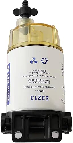 Miniatura 3 de S3213 - Conjunto de separador de agua de combustible marino con cuenco transparente y púas de 3/8 pulgadas x 1/4 pulgadas NPT accesorios de repuesto