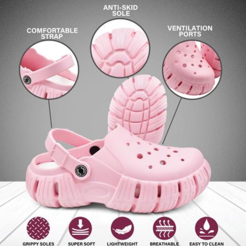 Image of Unisex Kids Clogs Soft Anti Skid Mules Sandals with Adjustable Back Strap Indoor & Outdoor Slipper for Boys & Girls Everyday Use Waterproof Jibbex Slides