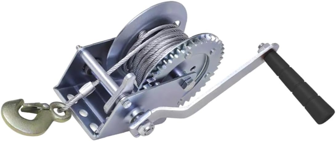 PRETYZOOM Hand Crank Winch with 10m Steel Wire Rope 3500lbs Towing Winch for Car Boat Trailer Hauling and Pulling