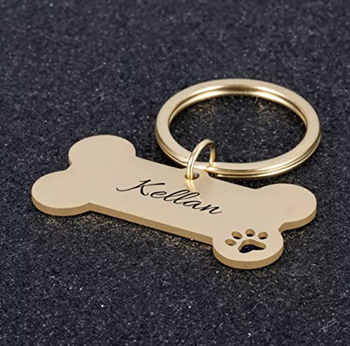 Personalisiert Hundemarke Knochen Haustier ID Tag Pet Tags mit Pfoten aus Edelstahl mit Gravur für sehr kleine Hunde und Katzen oder Welpen Adressanhänger inkl. Schlüsselring | beidseitig GRAVIERT