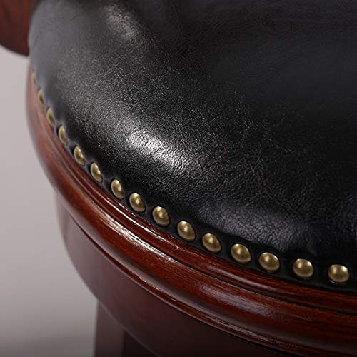 Amoyland Menis Counter Stool with Back, 24-Inch Height Upholstered-Nailhead Seat Swivel Barstool, Perfect for Pub and Kitchen Island Bar Stools - Cherry/Black (Cherry)