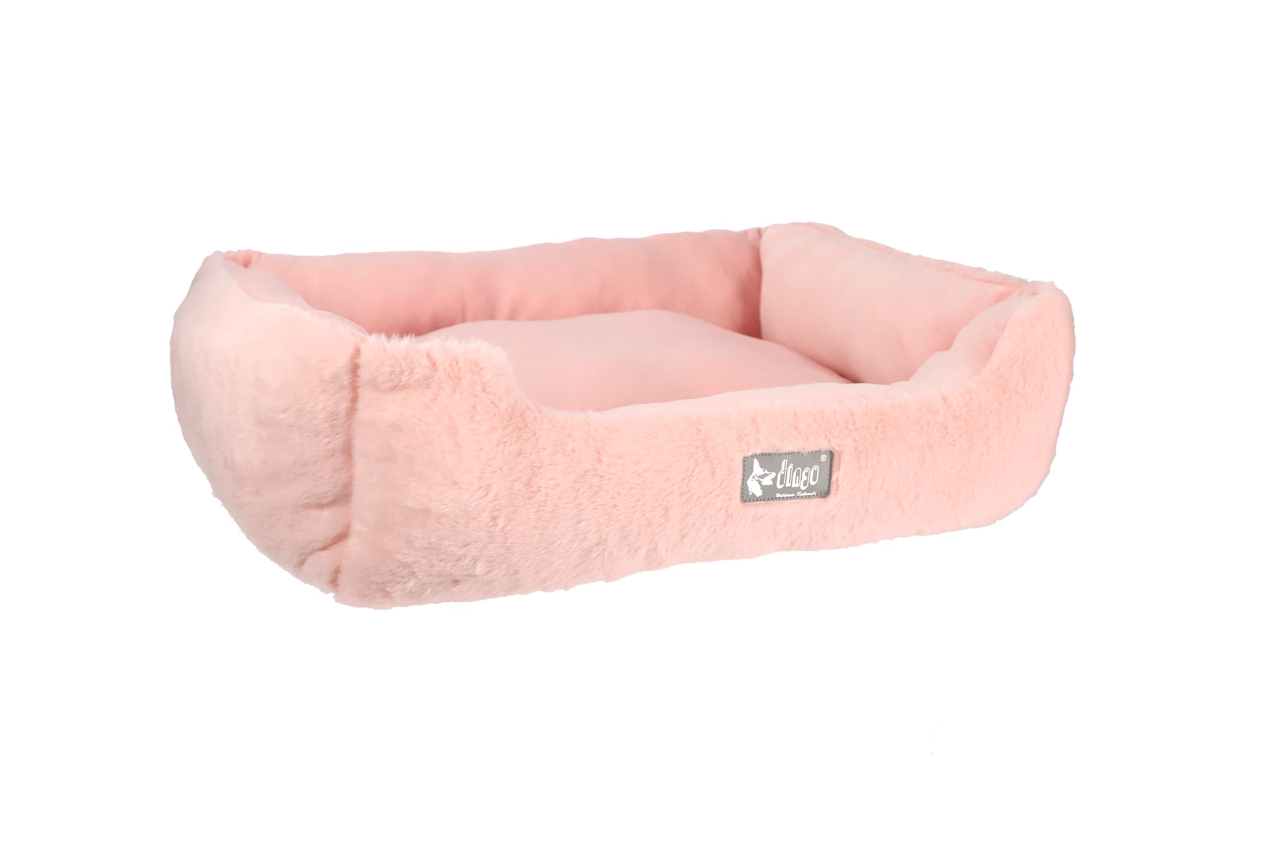 Dingo, cuccia per animali domestici HugMe, 62 x 50 x 18 cm, colore rosa, rettangolare, in peluche, cuscino double-face, lavabile in lavatrice, morbidezza e comfort 18133