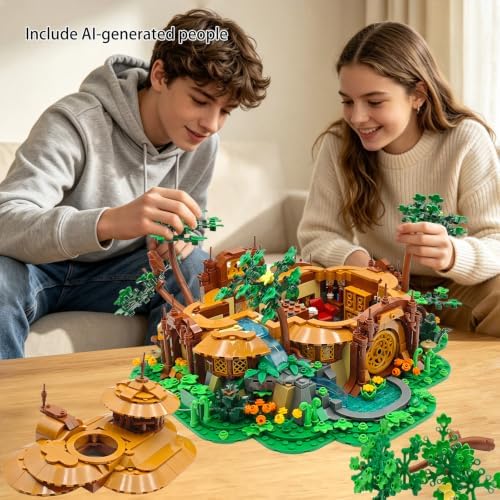 Fairy Forest Tree House Building Set with LED Lights, 1854 Pieces Cottage Brick Model, Medieval Fantasy Cabin Building Blocks Kit, Creative Collectible Toy Gift for Teens and Adults - 2