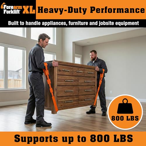 Forearm Forklift Shoulder Harness XL, Heavy Duty Furniture Lifting Tool Set with Extended Lift Strap, Professional Appliance Moving Straps & Furniture Straps for Moving, 800 lb Capacity, Orange by Forearm Forklift - Image 4