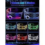 TOODOO 2 Pairs LED Visor Glasses 7 Colors Futuristic Glasses Light up Punk Accessories for Rave Party Costume - Image 3