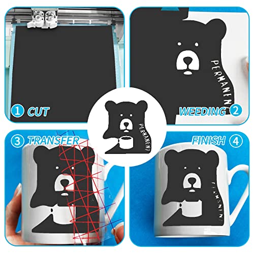 Matte Black Permanent Vinyl For Cricut, Lya Vinyl Matte Black 12" X 50Ft Permanent Adhesive Vinyl Roll For Cri-Cut, Silhouette Cameo, Vinyl Roll For Craft Cutter #TOP4