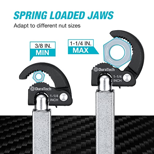 Duratech Telescoping Basin Wrench, Sink Wrench, Adjustable 3/8'' To 1-1/4'' Capacity Jaw With 10" To 17" Extendable Handle, For Tight Space #TOP2