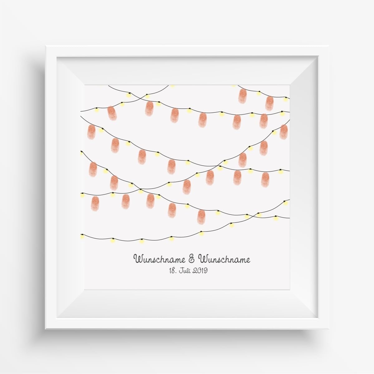 Madyes Księga gości weselnych, spersonalizowana płócienna girlanda dla pary młodej jako prezent, dekoracja ślubna, imiona z datą 50 x 50 cm, na blejtramie drewnianym