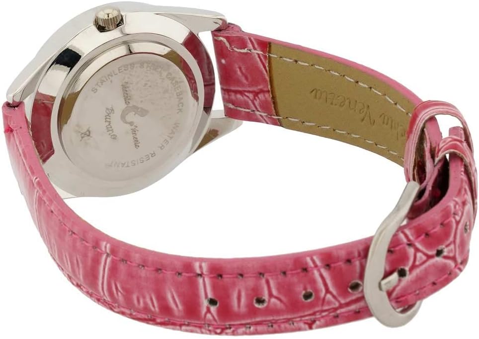 Glass Of Venice Murano Glass Watch Millefiori and Crystals with Leather Band - Pink
