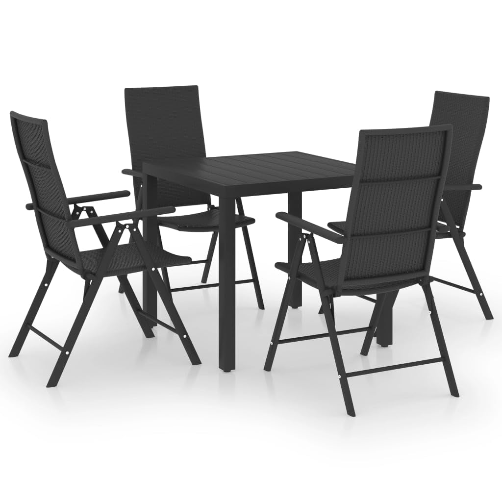 Ensemble de salle à manger de jardin 5 pcs vidaXL en résine tressée noire pour repas de terrasse