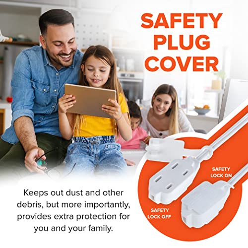 Luxtronic 2-Prong Indoor Extension Cord - Includes 3 Polarized Outlets With Protective Plug Cover - Etl Certified, 16 Gauge, 125 Volts (6 Feet Long, White) - Pack Of 3 #TOP2