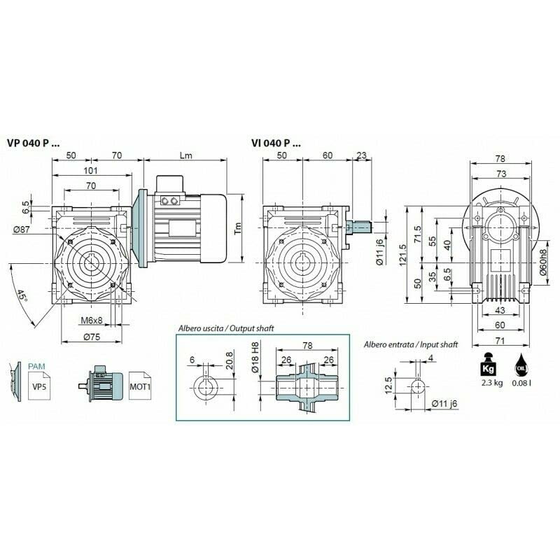 Riduttore Vite Senza Fine VP 040 P R10 71B14 U