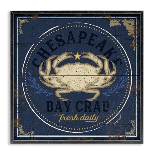 Stupell Industries Vintage Chesapeake Bay Crab Sign Nautical Marine Life Wall Art, 17 x 17, Black Framed by Stupell Industries - Used condition - US$16.07