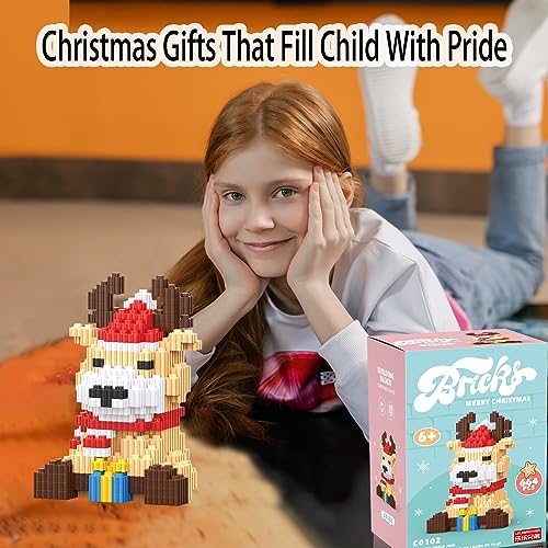 Image of 2023 Building Blocks Christmas Toys Reindeer Micro Blocks Stacking Toy New Toys Holiday Present Box New Year Birthday Gifts for Kids 6-12 Years Old Girls and Boys (Deer)