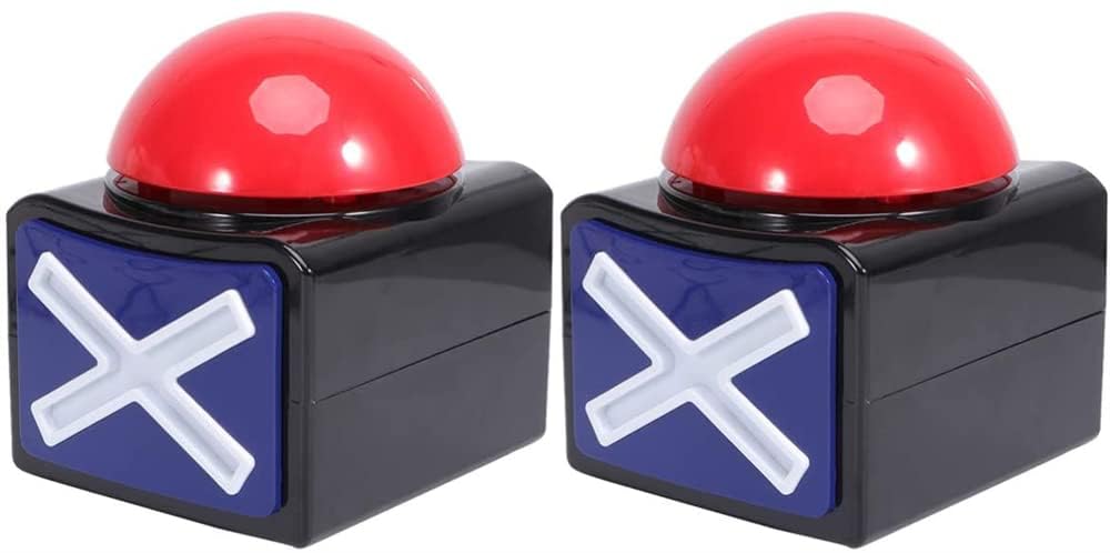 2 Pcs Game Answer Buzzer ,Alarm Button Box with Sound Light,Buzzer with Battery ,Party Contest Prop Toy ,Suitable for Trivia Quiz Game and Game Show Party Props