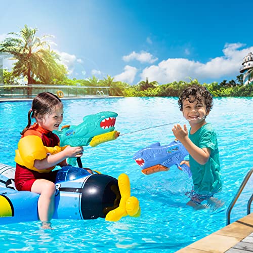 Temi 2 Pack 1400Cc Shark Water Blaster Guns For Kids, Long-Range Shooting Squirt Water Gun, Large Pump-Action Water Soaker For Boys, Outdoor Summer Water Games For Pool, Beach, Yard, Party Play #TOP6
