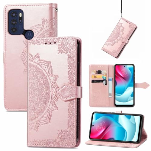 Étui Motorola Moto G60S König Design or rose avec support intégré