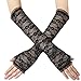 Produktbild BABEYOND Damen Lace Handschuhe Satin Braut Hochzeit Opera Fest Party Handschuhe 1920s Handschuhe Damen Kostüm Accessoires (Lang Fingerlos Schwarz)