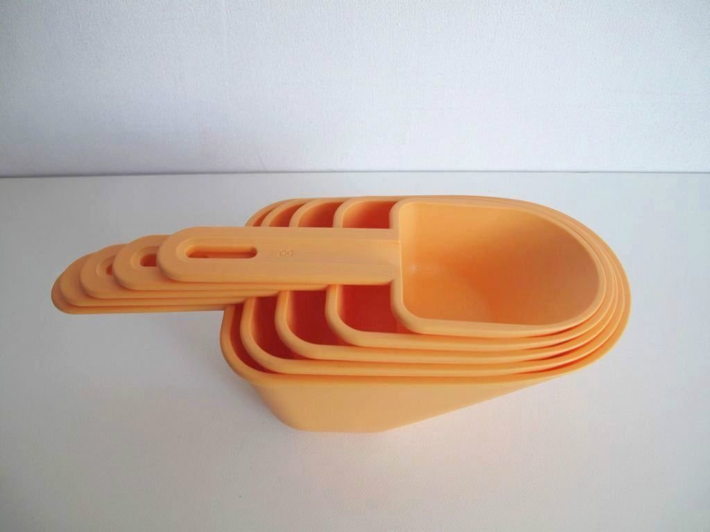 TUPPERWARE Backen Meßlöffel orange Maßgeber Meß Löffel Mehlschaufel Backhelfer