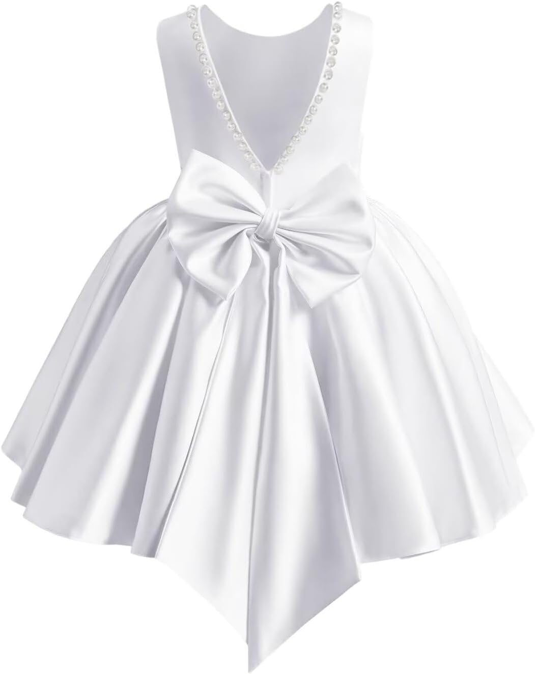 MCieloLuna Flower Girl Dresses for Wedding Bow-Knot Elegant Satin Princess First Communion Dresses