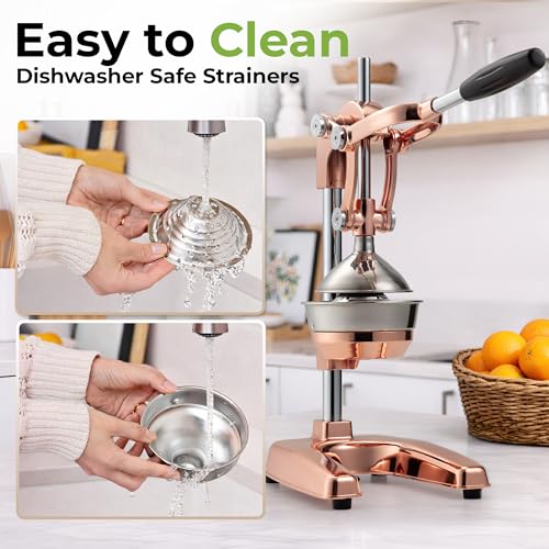 Image of Zulay Professional Citrus Juicer - Premium Manual Citrus Press and Orange Squeezer - Metal Lemon & Lime Squeezer - Extra Tall Heavy Duty Cast Iron Manual, Rose Gold