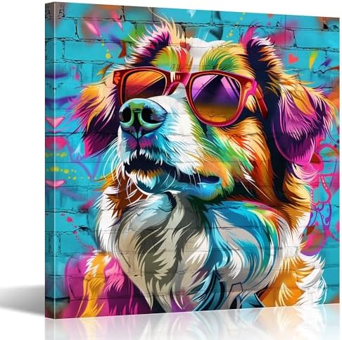 Amazon.com: GLOKAKA Funny Graffiti Dogs Wall Art Colorful Cool Dog Wall ...