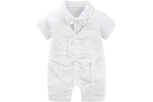 Baby Boy Baptism Gentleman Romper with Bow Tie
