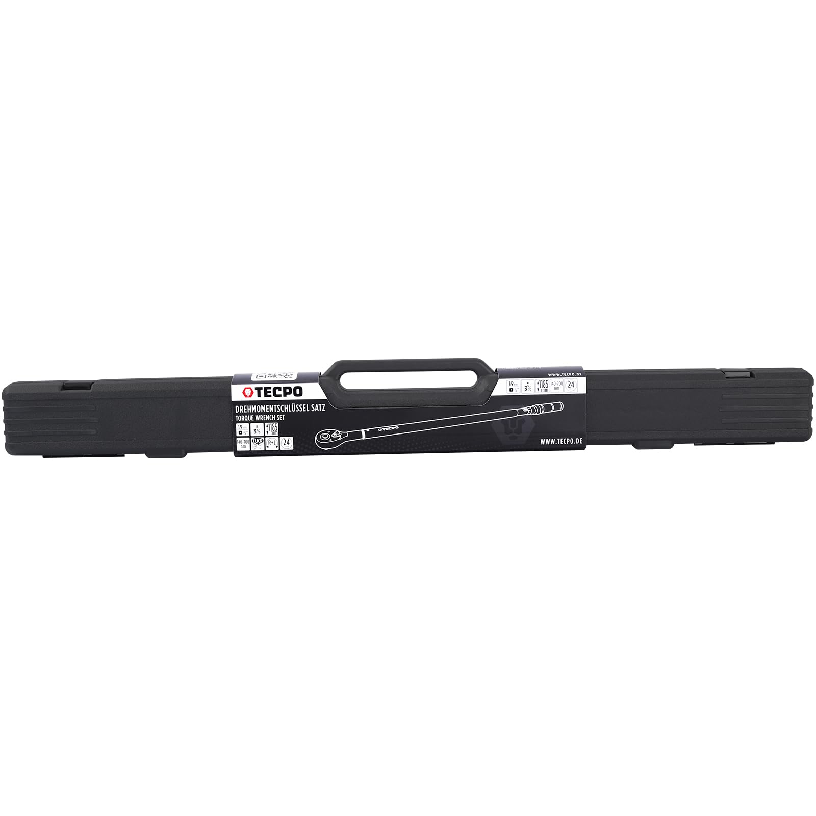 TECPO Llave dinamométrica de 3/4 pulgadas, profesional, 140-700 Nm, carraca conmutable de palanca, bloqueo deslizante para fijación, calibrado con ± 4% de precisión, llave de kilo, llave de coche
