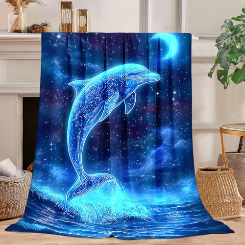 Dolphin Blanket Dolphin Fleece Throw Blanket Super Soft Fuzzy Plush Cozy Warm Dolphins Decor Stuffed Bedding Blankets Gift for Boys, Girls Men Women Kids & Adult 50"X40"