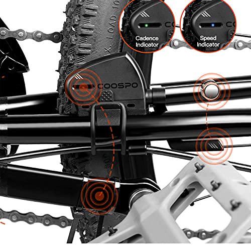 COOSPO Trittfrequenzsensor und Geschwindigkeitssensor Bluetooth ANT+ RPM Fahrrad Cadence Speed Sensor Drahtloser Fahrraddrehzahlsensor IP67 Wasserdicht Kompatibel mit Rouvy Zwift Wahoo