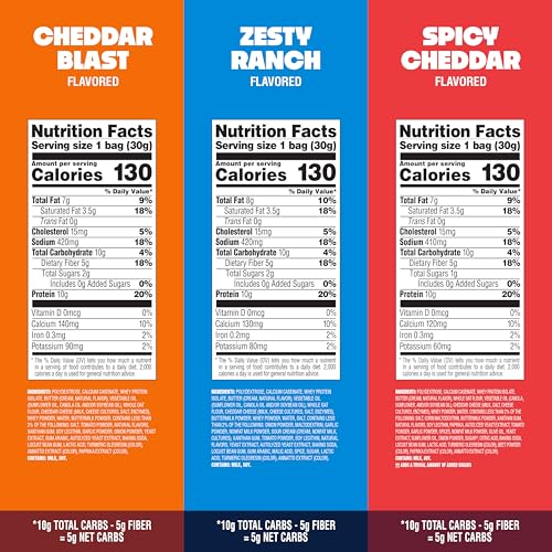 Image of Quest Cheesy Protein Crackers Variety Pack, Zesty Ranch, Cheddar Blast, Spicy Cheddar, High Protein, Low Carb, 12 Count (4 each flavor)
