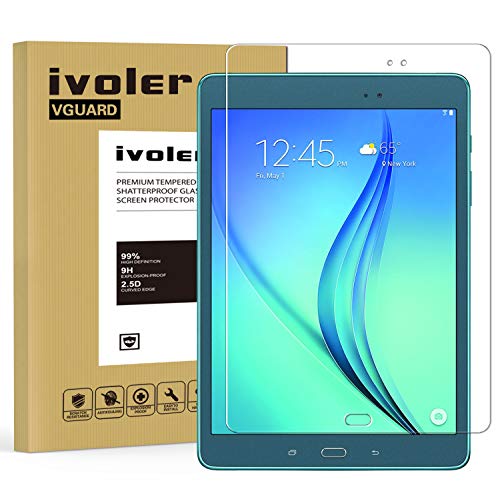 ivoler Protector de Pantalla Compatible con Samsung Galaxy Tab A 9.7 Pulgadas (T550 / T555), Cristal Vidrio Templado Premium [Dureza 9H] [Anti-Arañazos] [Sin Burbujas]