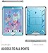 Poetic Revolution New iPad 9.7 Inch 2017/2018 Rugged Case with Hybrid Heavy Duty Protection and Built-in Screen Protector and Kickstand for Apple iPad 9.7 2017 / iPad 9.7 2018 Blue/Gray