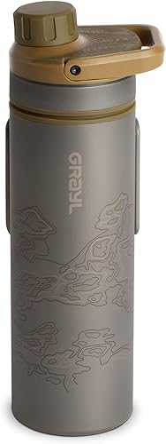 GRAYL UltraPress - Purificador de agua y botella de filtro de titanio de 16.9 onzas para senderismo, mochileros, supervivencia, bushcraft, viajes